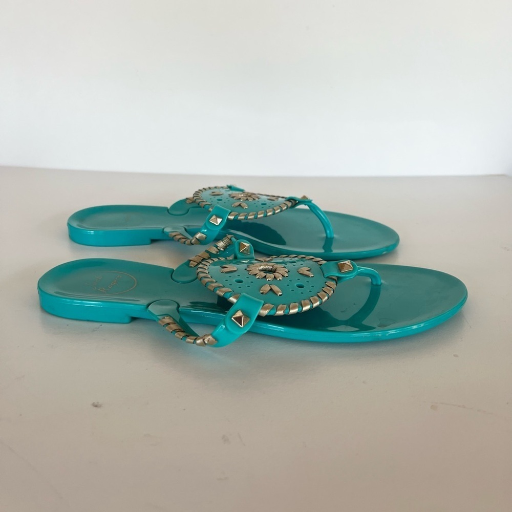 Jack Rogers Georgica Metallic Jelly Flip Flop Sandals, Caribbean Blue, size 9 - Picture 2 of 11